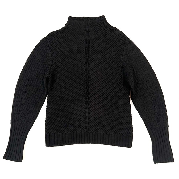 PURE / US Black Open Knit Funnel Turtleneck Sweater Womens Small EUC - Picture 5 of 10